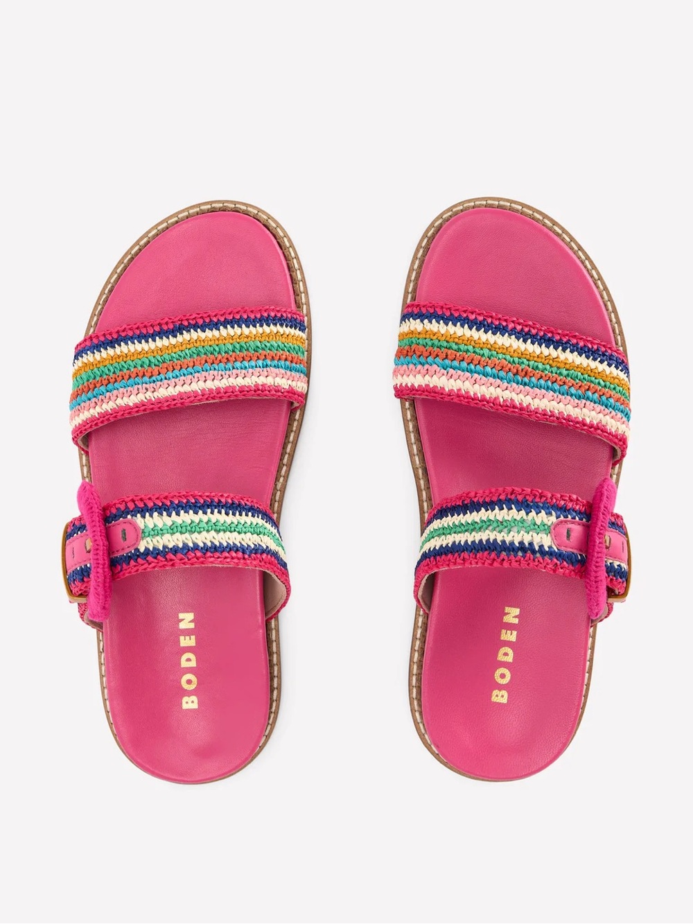 Boden Pink Multicolor Woven Buckle Slide Sandals - Picture 5 of 7